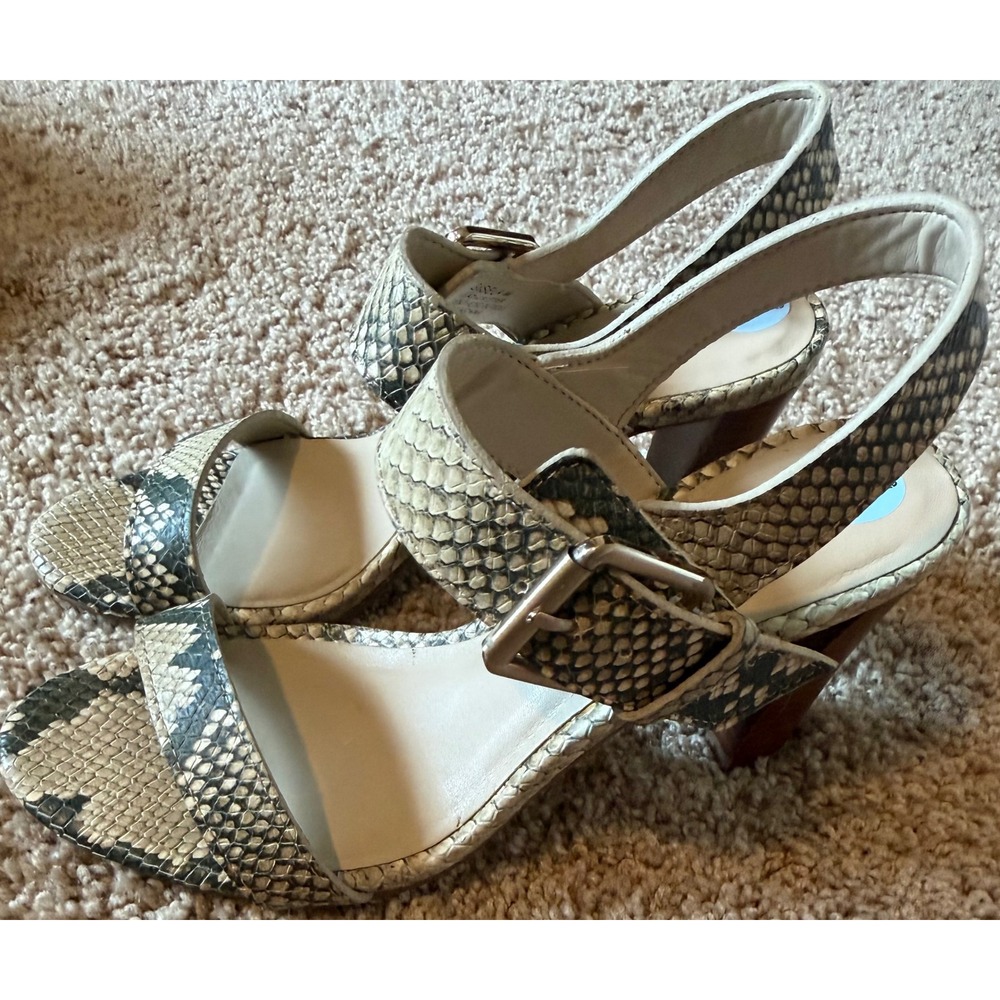 Cupcakes and Cashmere Gisela Snakeskin Block Heel Sandals‎ Neutral 6M
